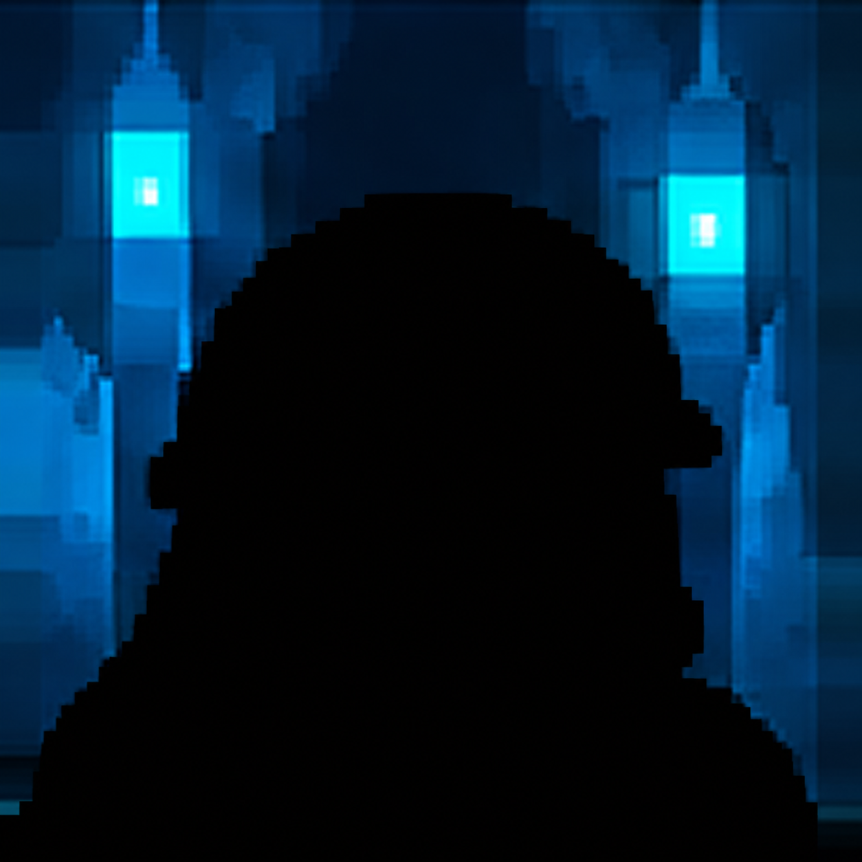 Black silhouette of a mole against its original cave background