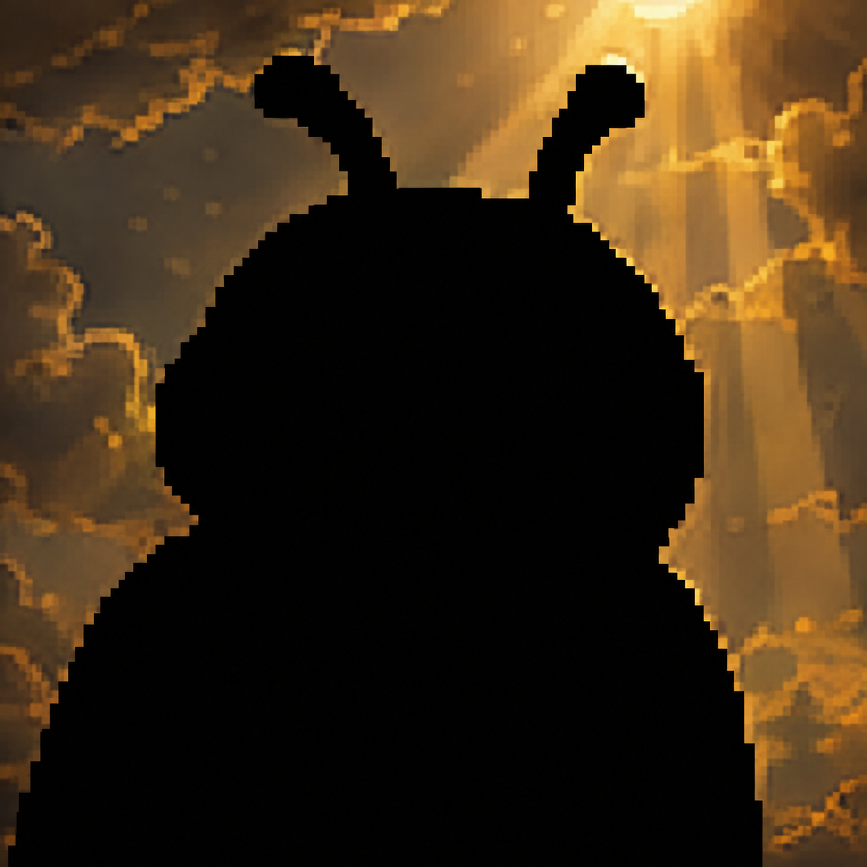 Black silhouette of a moth against its original electric background
